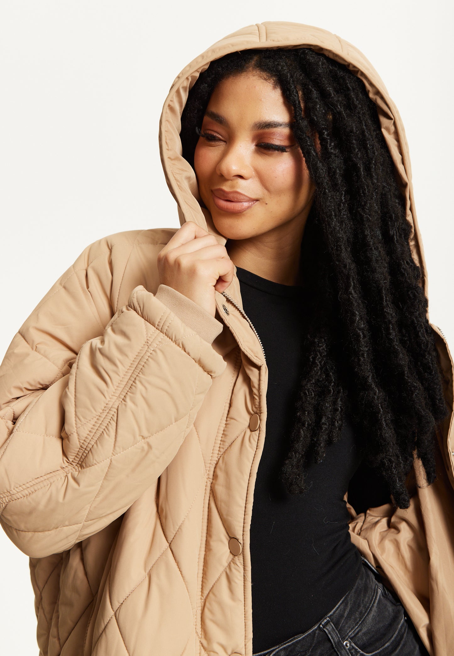 
                  
                    Beige Quilted Hooded Coat
                  
                