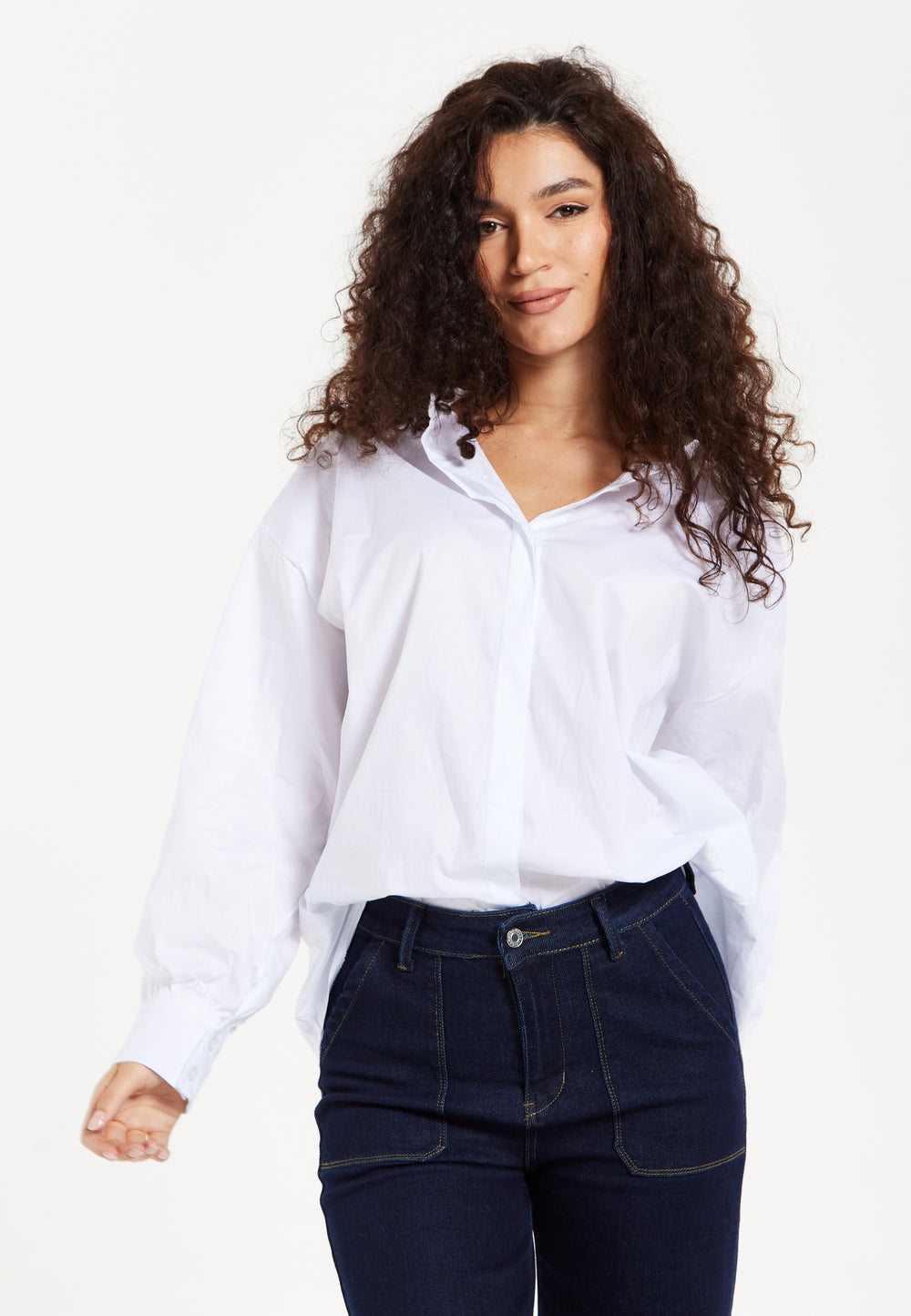 Liuqorish Oversized White Button-Down Shirt