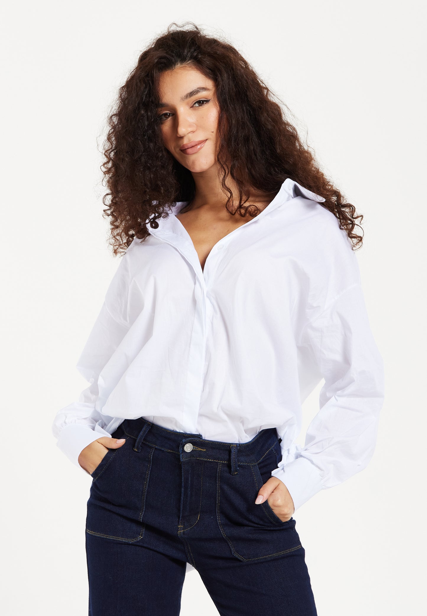 
                  
                    Liuqorish Oversized White Button-Down Shirt
                  
                