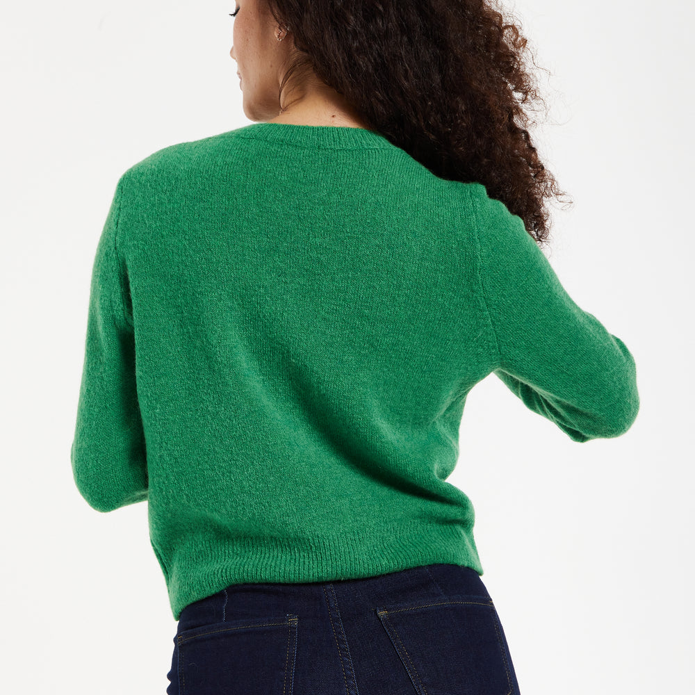 
                  
                    Women's Jumper in Green - Super Soft Alpaca Knitted with Round Neck, Relaxed Fit, Long Sleeves, Ribbed Cuffs and Hem, Liquorish.
                  
                