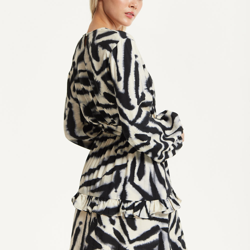 
                  
                    Black Cream Zebra Print Wrap Dress
                  
                