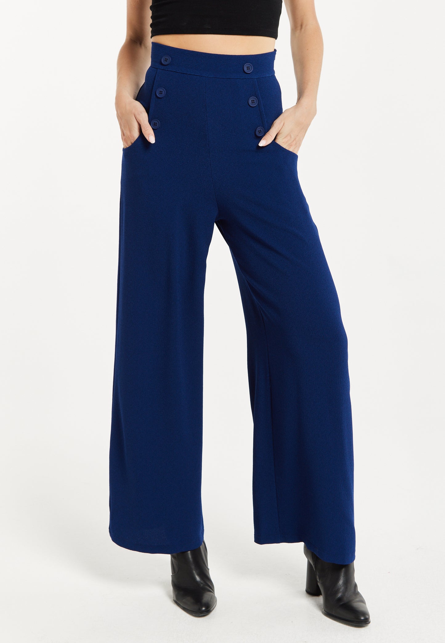 
                  
                    Liquorish Navy Wide Leg Trousers
                  
                