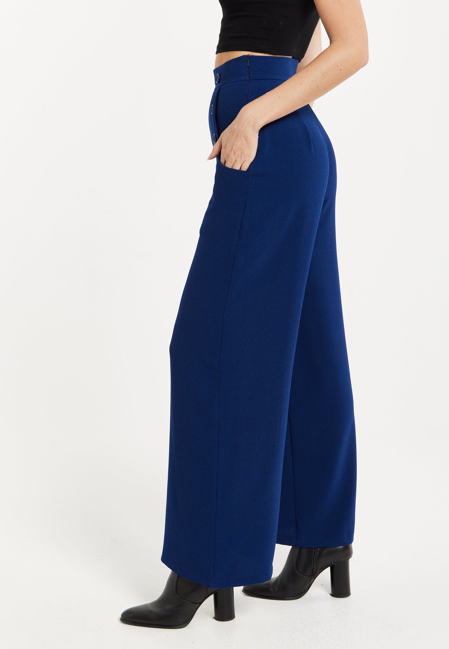 
                  
                    Liquorish Navy Wide Leg Trousers
                  
                