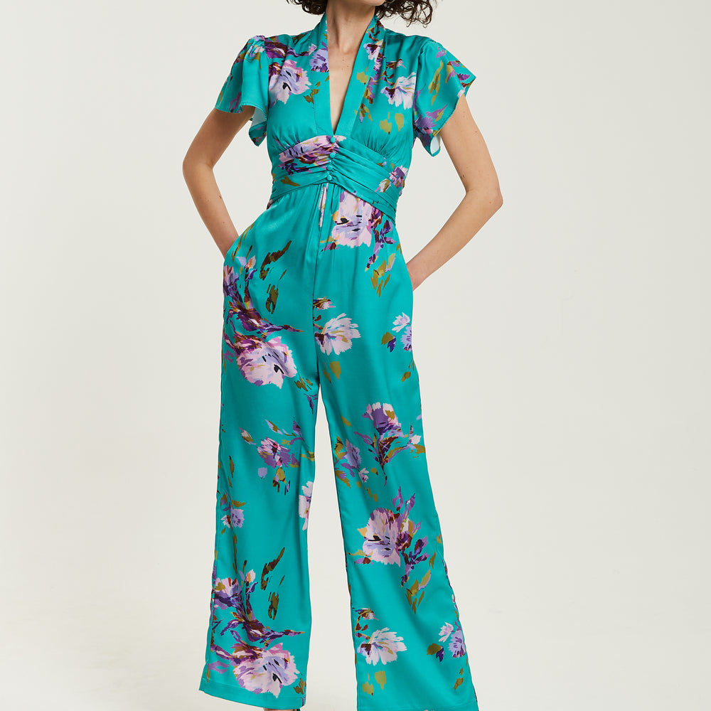 
                  
                    Liquorish Green Floral Jumpsuit With Short Sleeves
                  
                