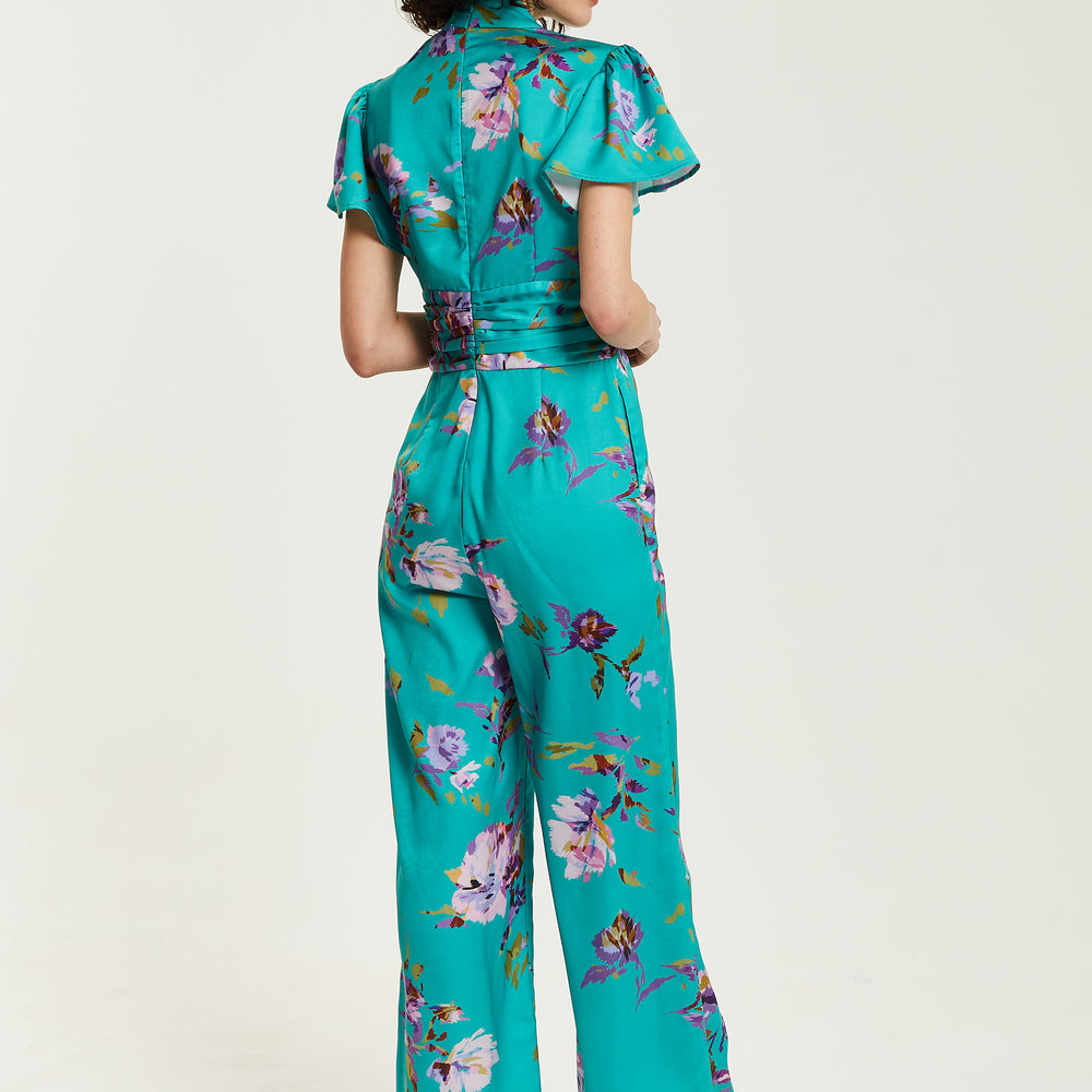 
                  
                    Liquorish Green Floral Jumpsuit With Short Sleeves
                  
                