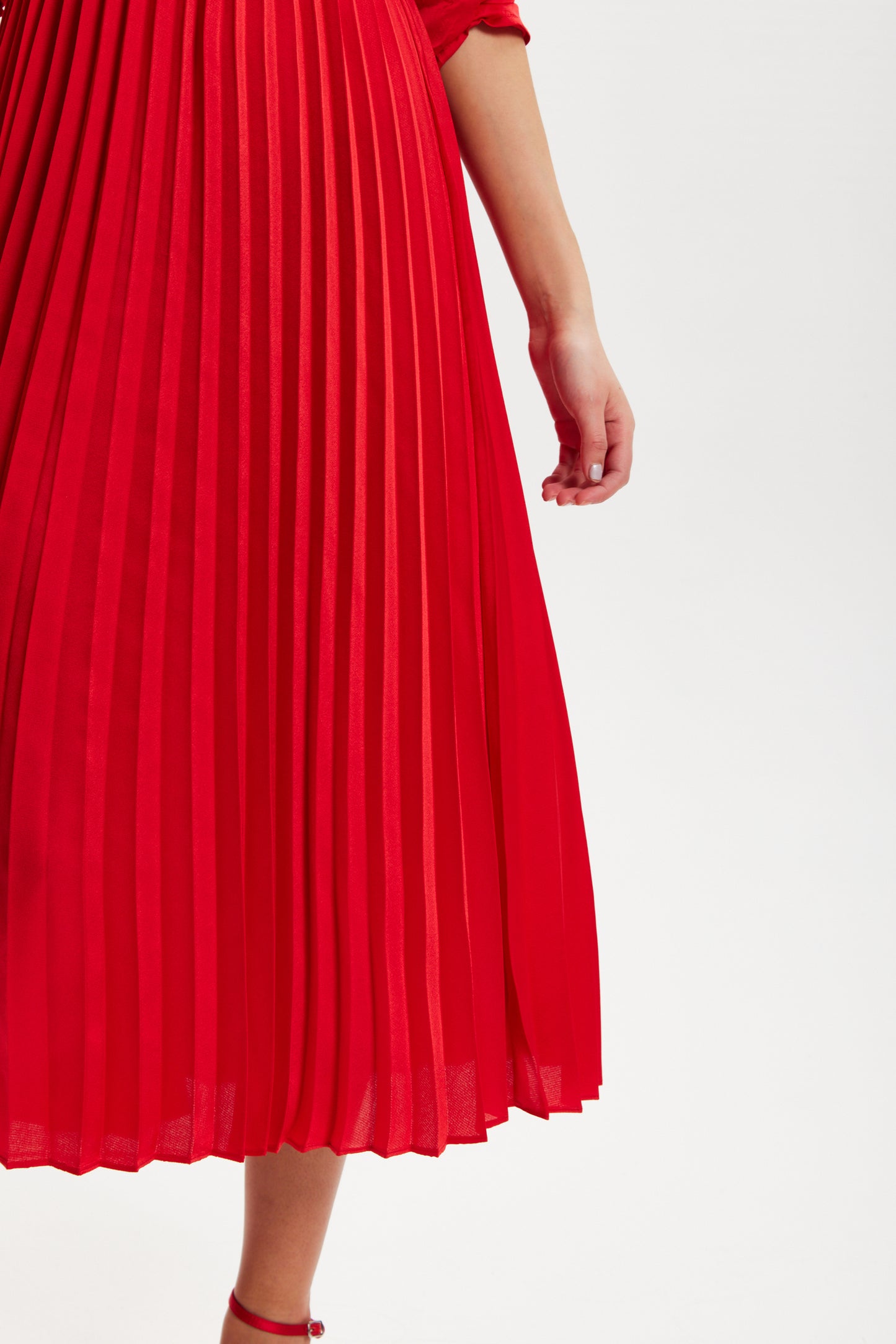
                  
                    Liquorish Red Midi Dress With Pleat Details
                  
                
