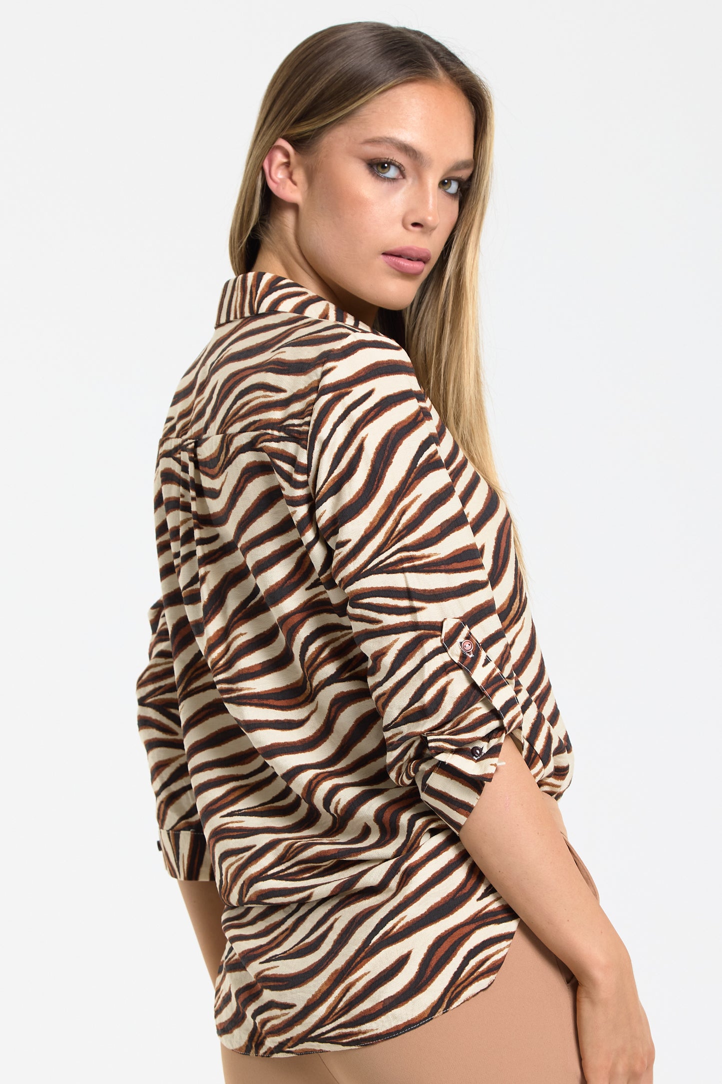 
                  
                    Zebra Print Button up Shirt
                  
                