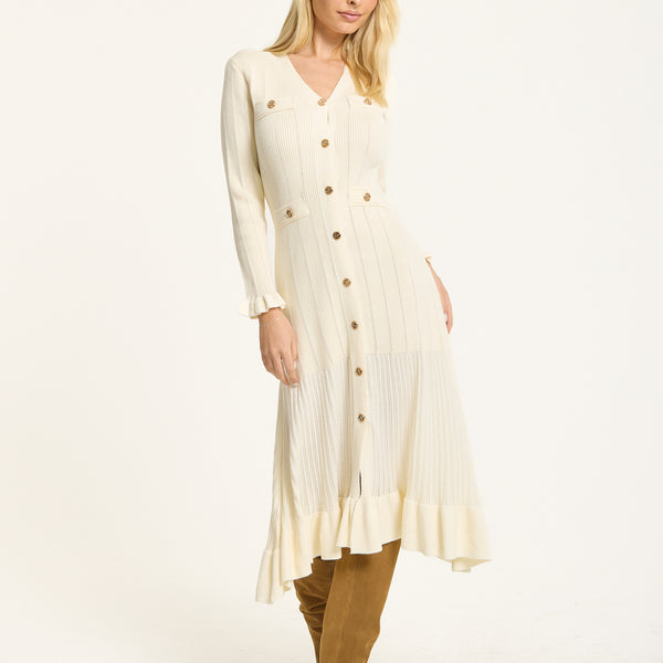 Button Down Knit Midi Dress