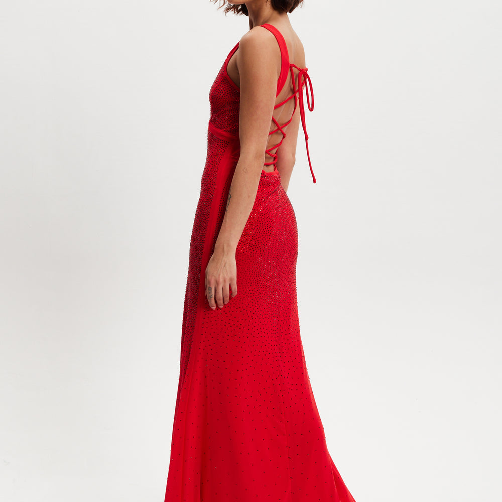 
                  
                    Liquorish Red Sequin Maxi Dress With Open Back Detail
                  
                