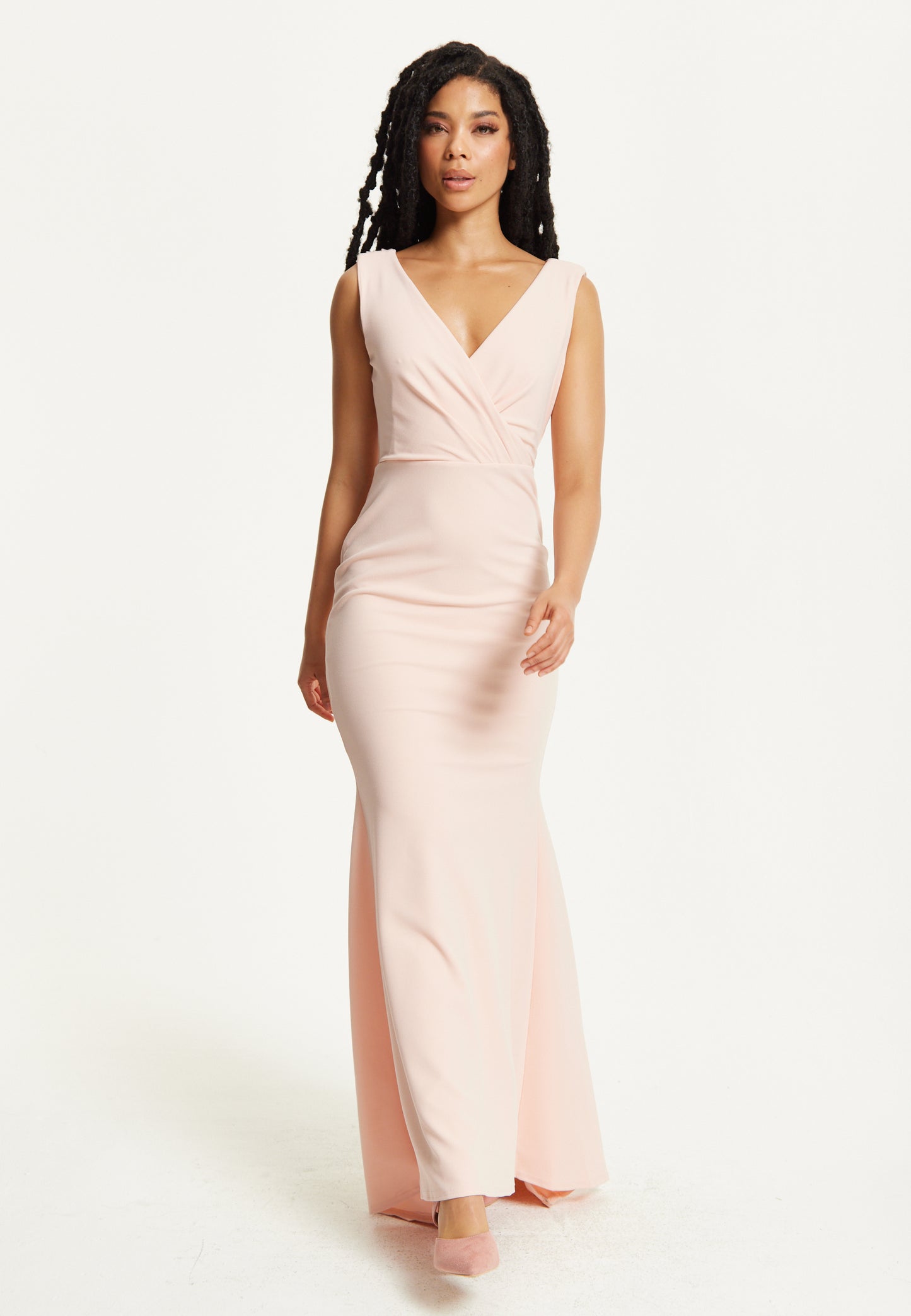 
                  
                    Blush Pink Draped Back Maxi Dress
                  
                