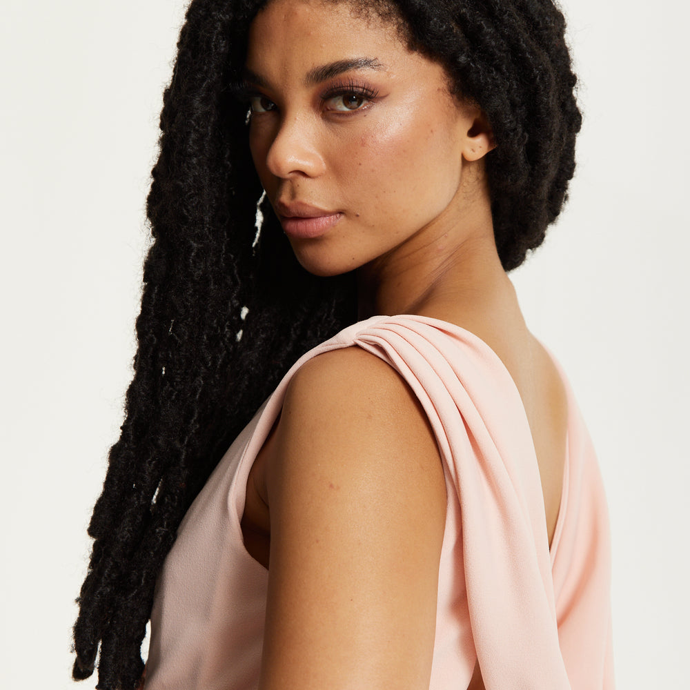 
                  
                    Blush Pink Draped Back Maxi Dress
                  
                