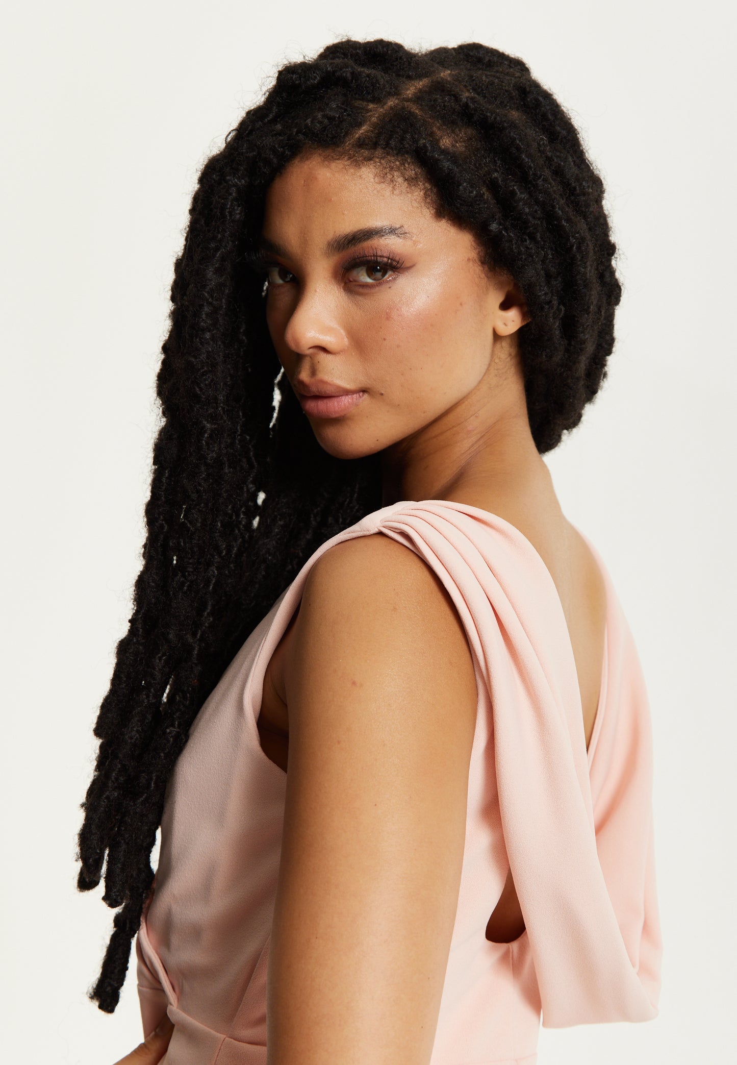 
                  
                    Blush Pink Draped Back Maxi Dress
                  
                