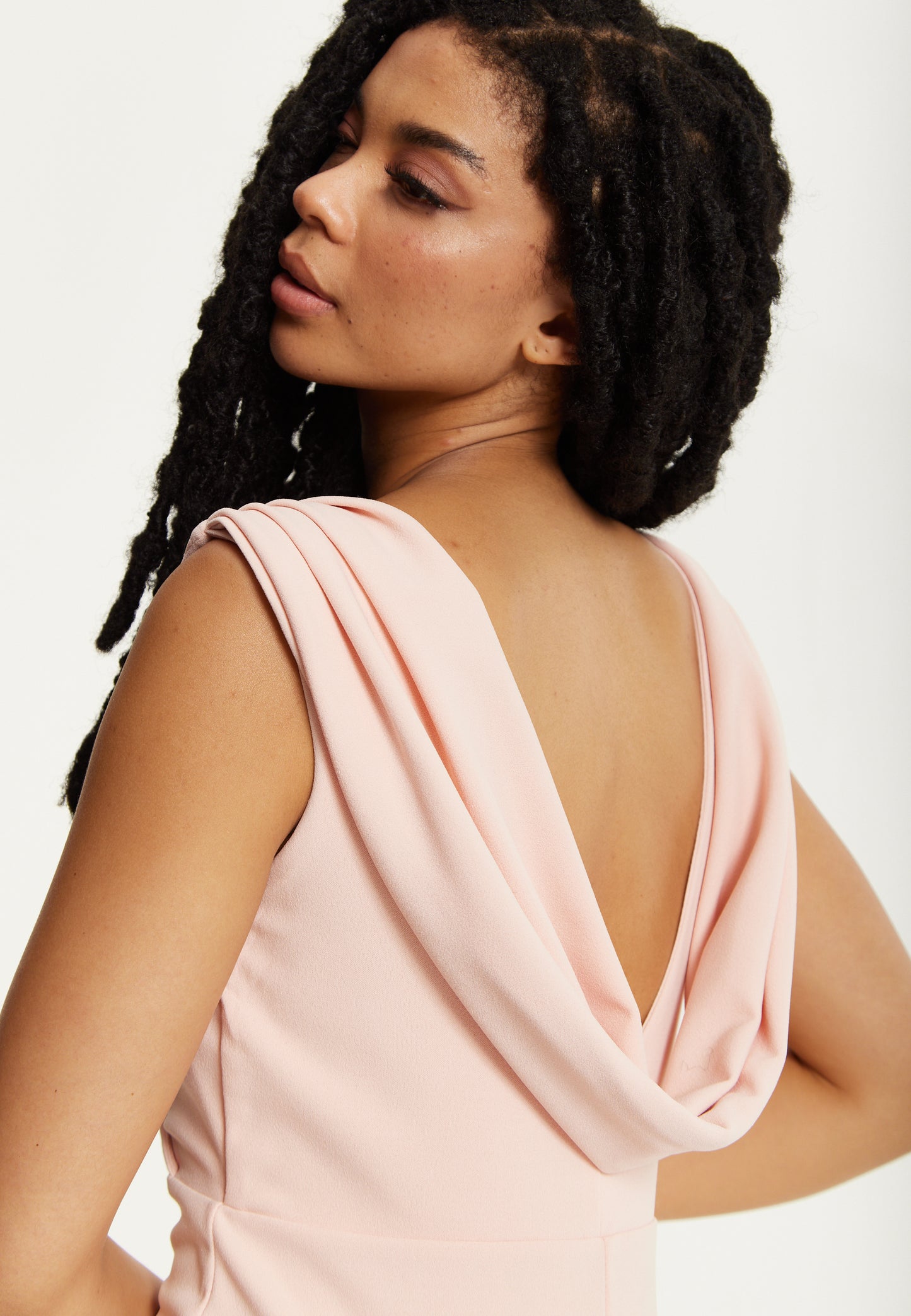 
                  
                    Blush Pink Draped Back Maxi Dress
                  
                