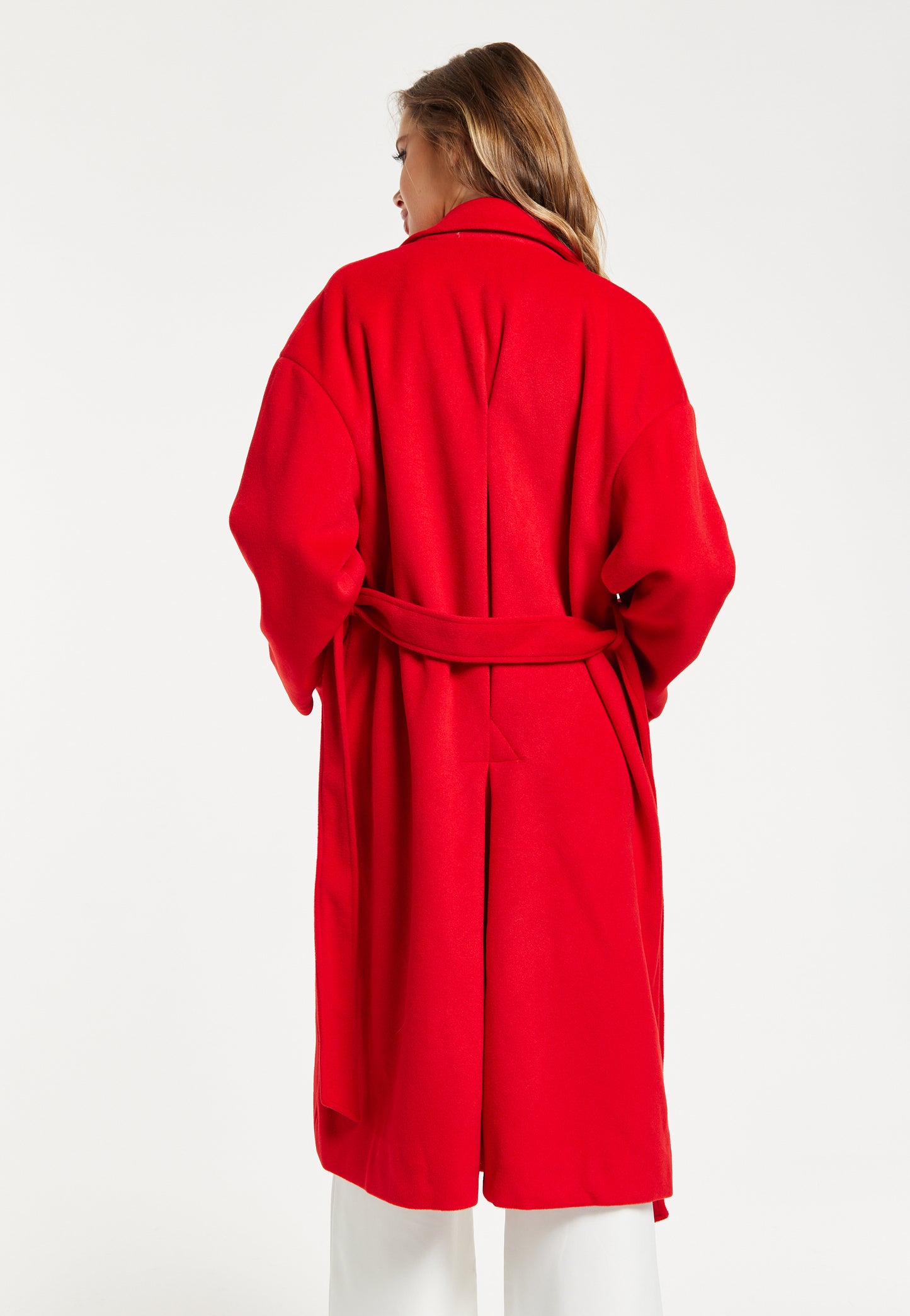 
                  
                    Liquorish Belted Longline Coat In Red
                  
                