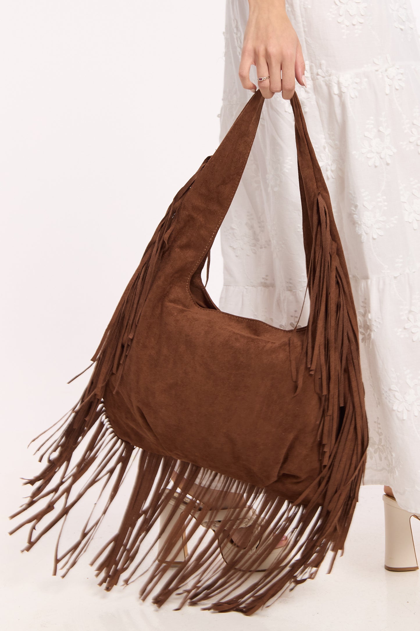 
                  
                    Brown Fringe Faux Suede Shoulder Bag
                  
                