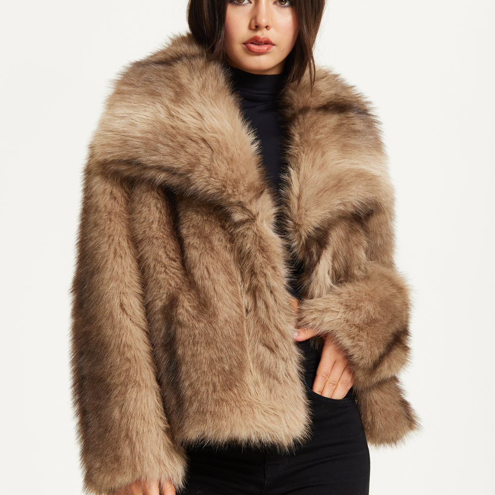 
                  
                    Camel Faux Fur Coat
                  
                