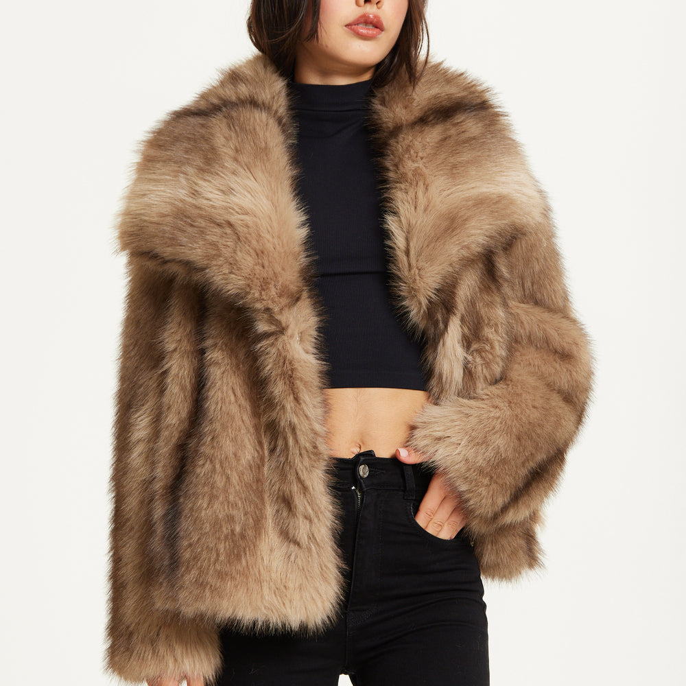 
                  
                    Camel Faux Fur Coat
                  
                