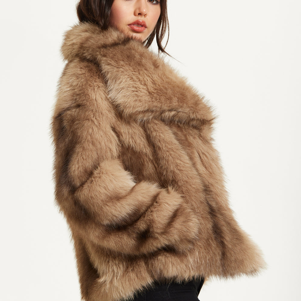 
                  
                    Camel Faux Fur Coat
                  
                