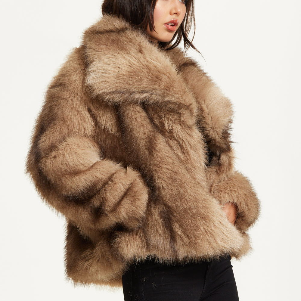
                  
                    Camel Faux Fur Coat
                  
                