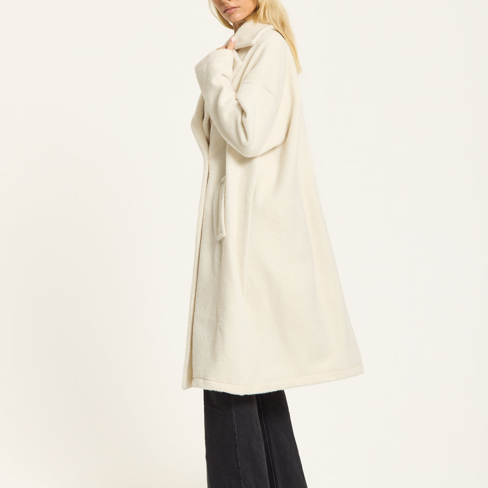 
                  
                    Cream Wool Blend Double Breasted Coat
                  
                