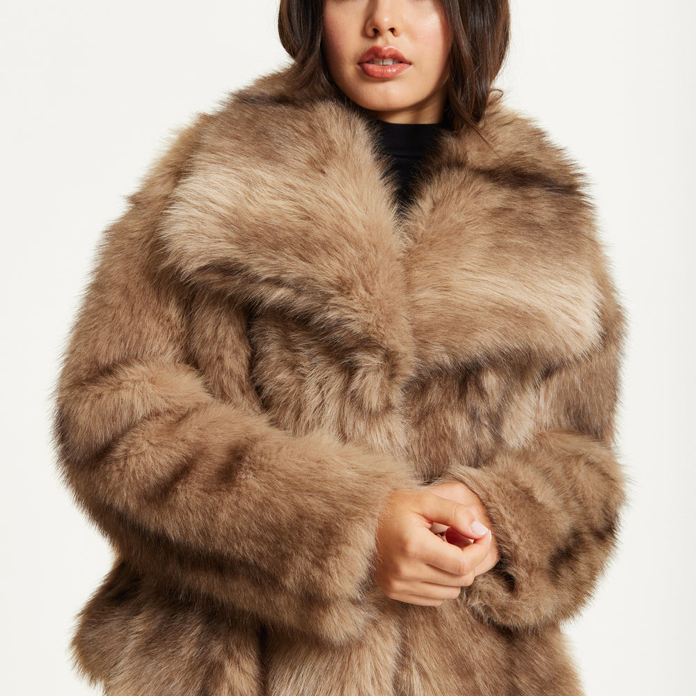 
                  
                    Camel Faux Fur Coat
                  
                