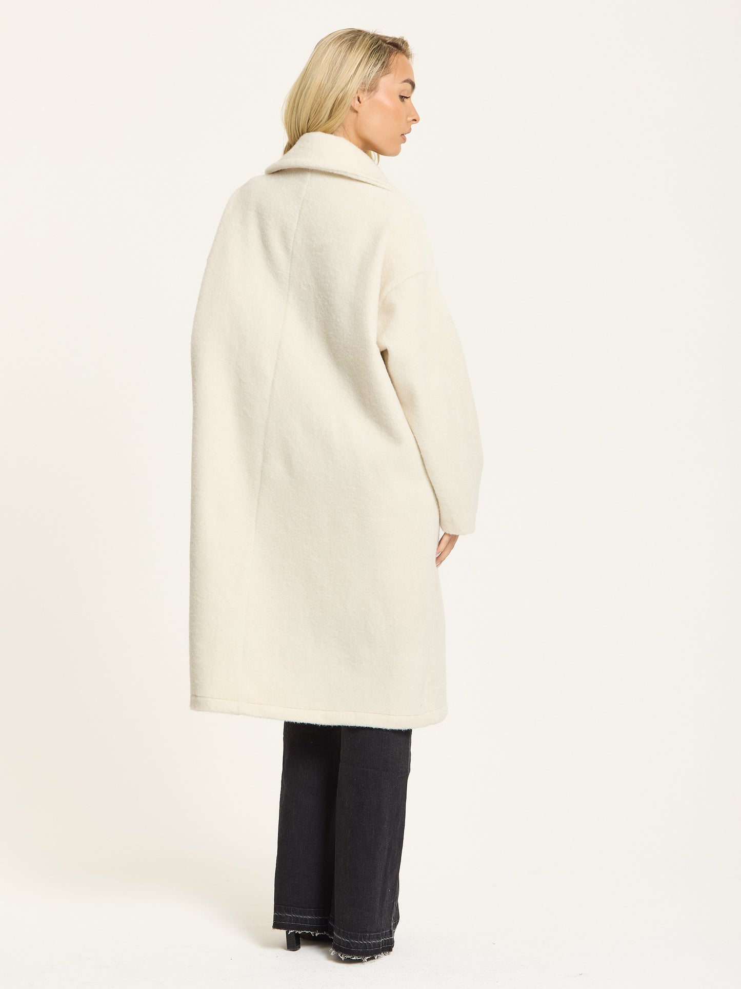
                  
                    Cream Wool Blend Double Breasted Coat
                  
                