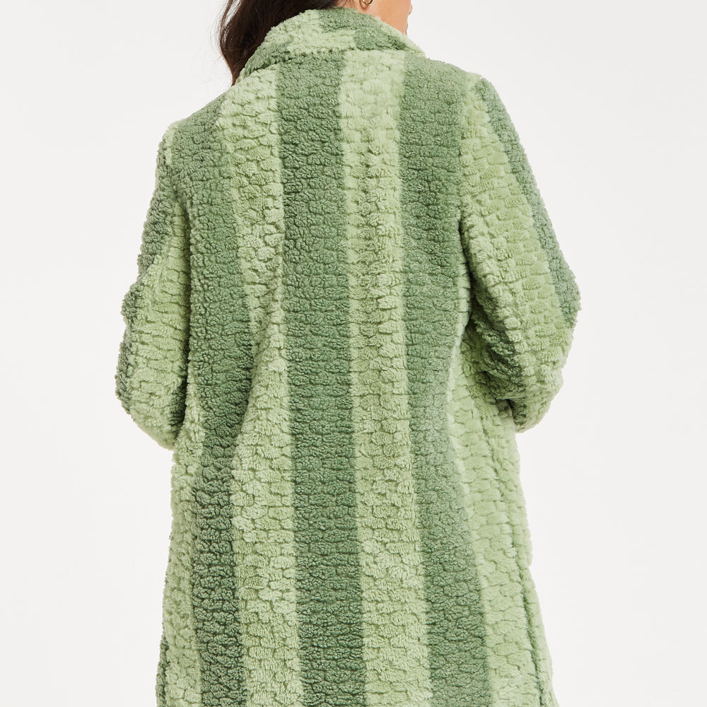 
                  
                    Liquorish Teddy Coat In Green Stripe
                  
                