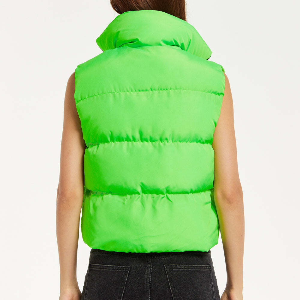 
                  
                    Liquorish Green Puffer Vest with Drawstring Hem
                  
                