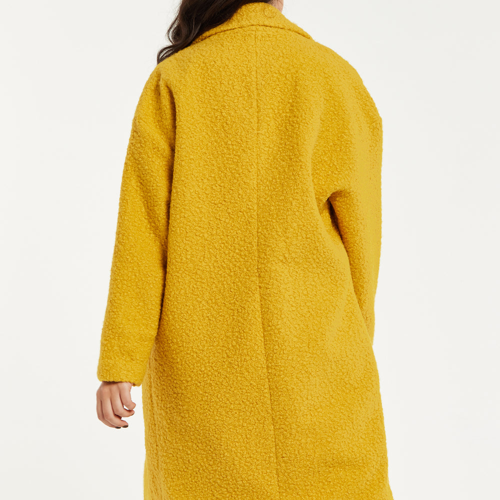 
                  
                    Liquorish Classic Mustard Yellow Bouclè Coat with Notched Lapels
                  
                