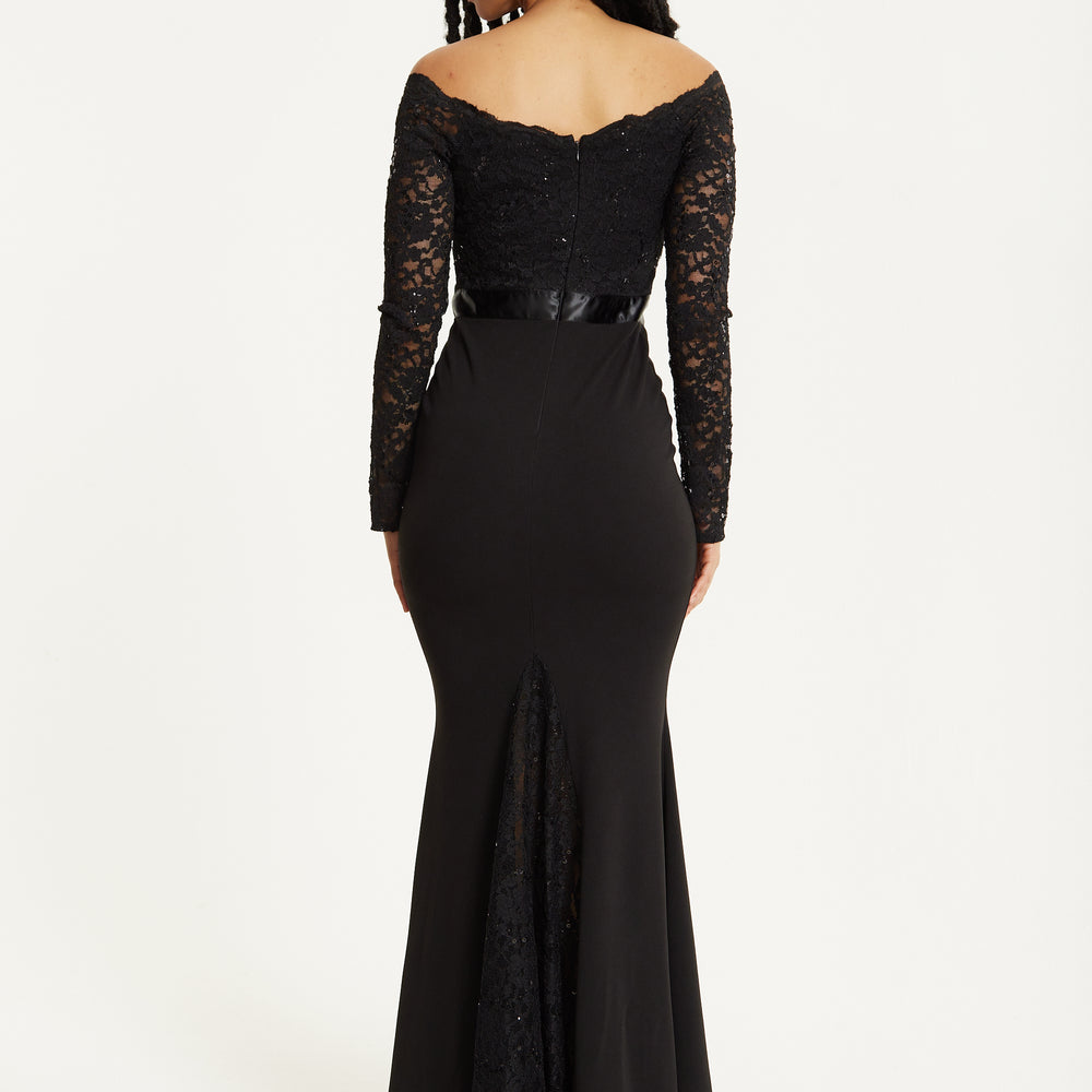 
                  
                    Black Lace Long Sleeve Maxi Dress
                  
                