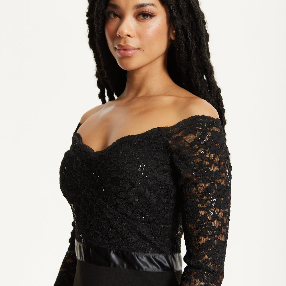 
                  
                    Black Lace Long Sleeve Maxi Dress
                  
                