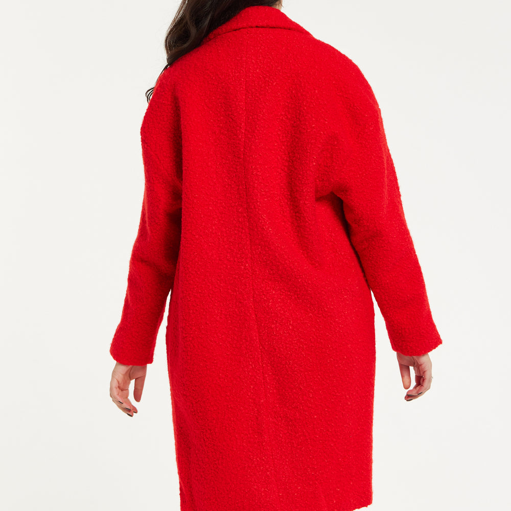 
                  
                    Liquorish Bouclè Coat in Red
                  
                