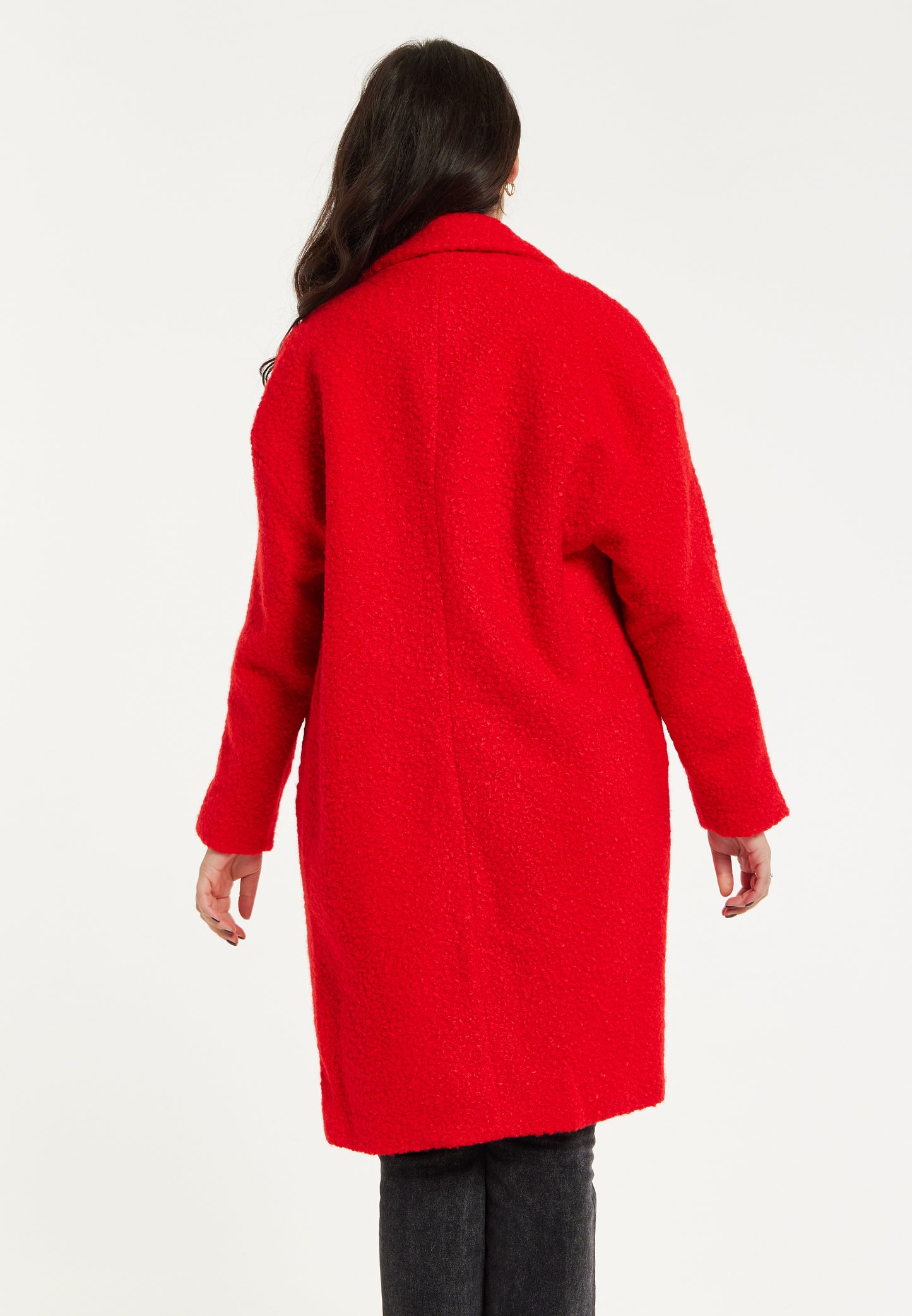 
                  
                    Liquorish Bouclè Coat in Red
                  
                