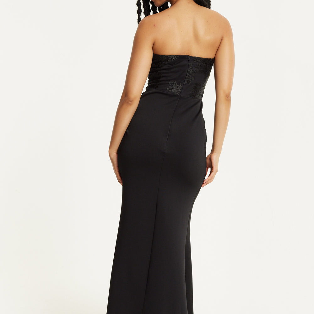 
                  
                    Strapless Black Lace Maxi Dress
                  
                