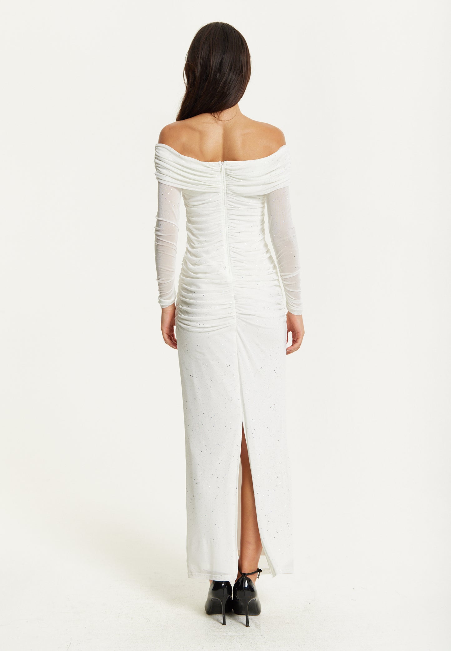 
                  
                    White Glitter Off Shoulder Maxi Dress
                  
                