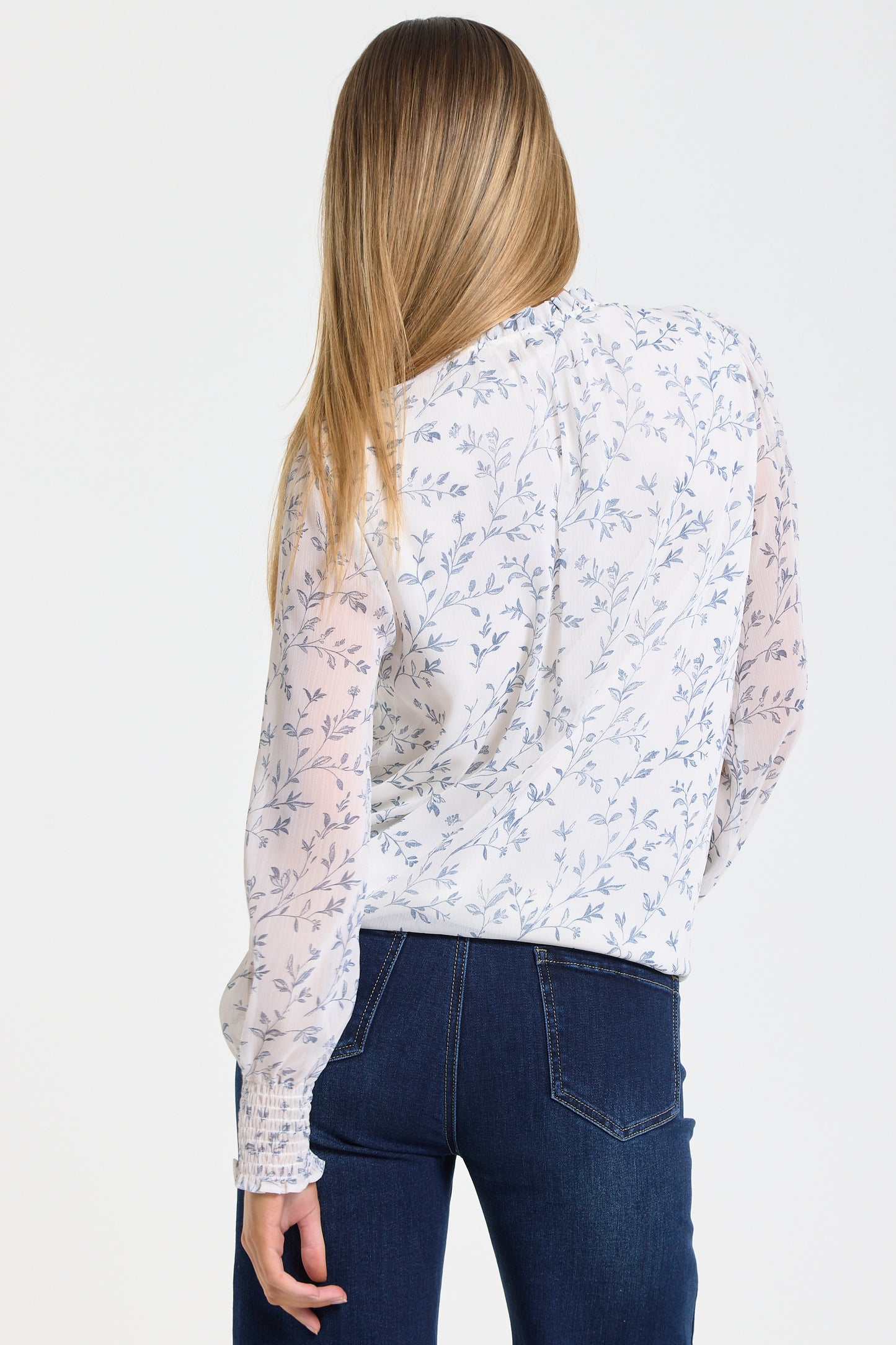 
                  
                    Blue Vine Print Ruffle Blouse
                  
                