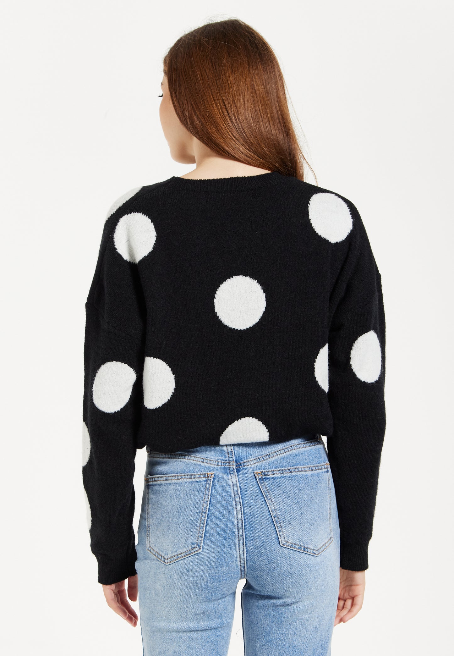 
                  
                    Women's Black Jumper with Long Sleeves and White Polka Dots - Adjustable Waist Tie by Liquorish
                  
                