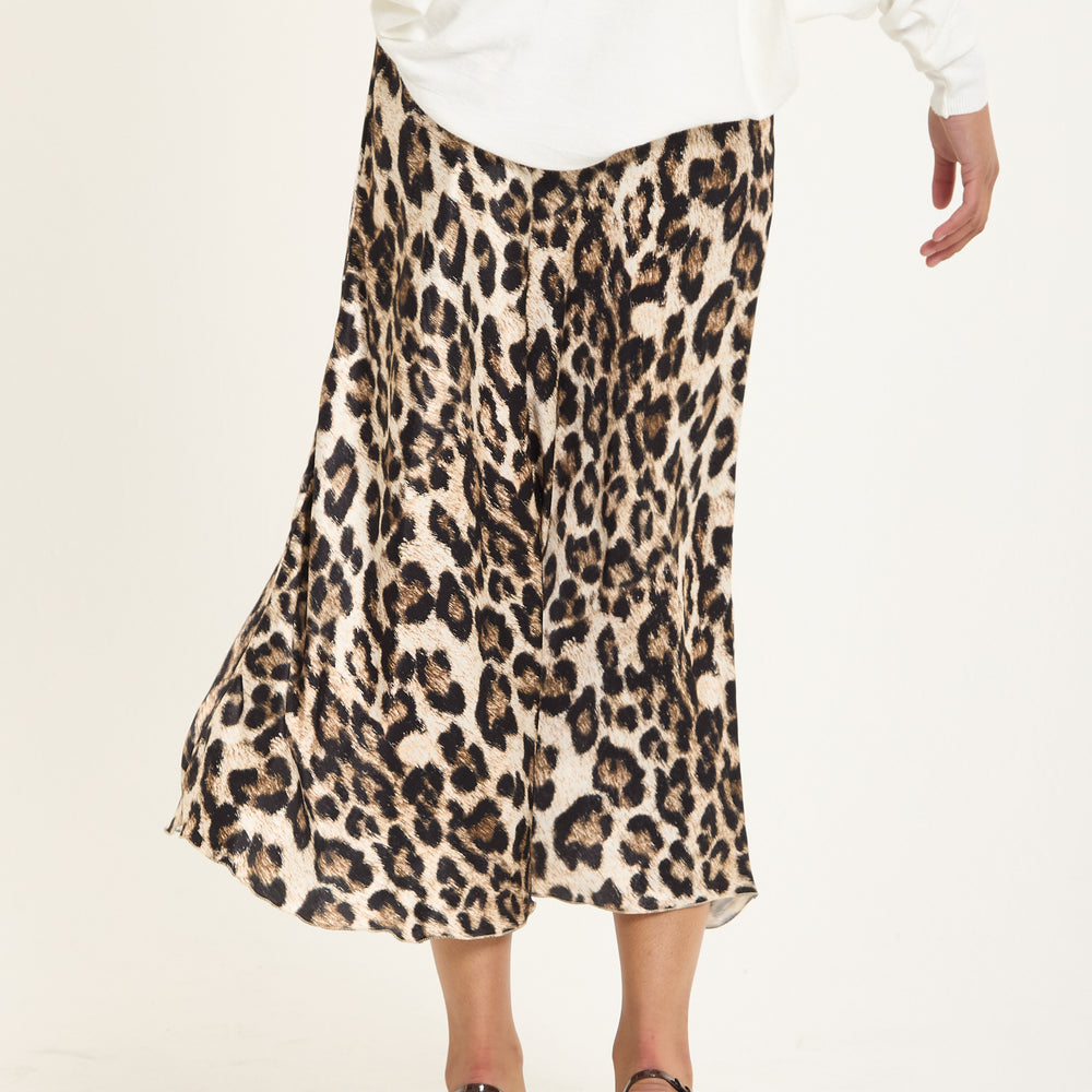 
                  
                    Leopard Print Satin Midi Skirt
                  
                