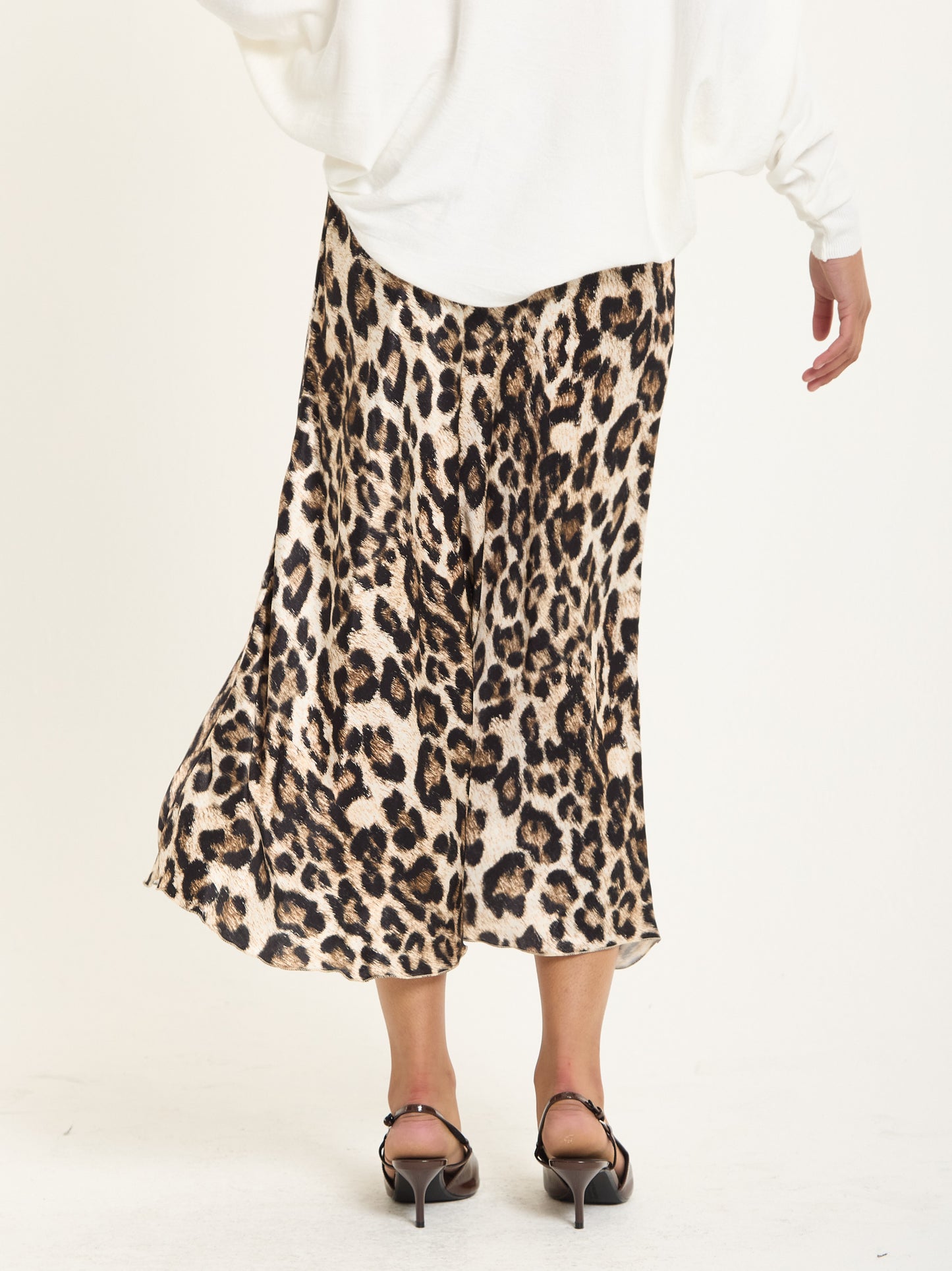 
                  
                    Leopard Print Satin Midi Skirt
                  
                