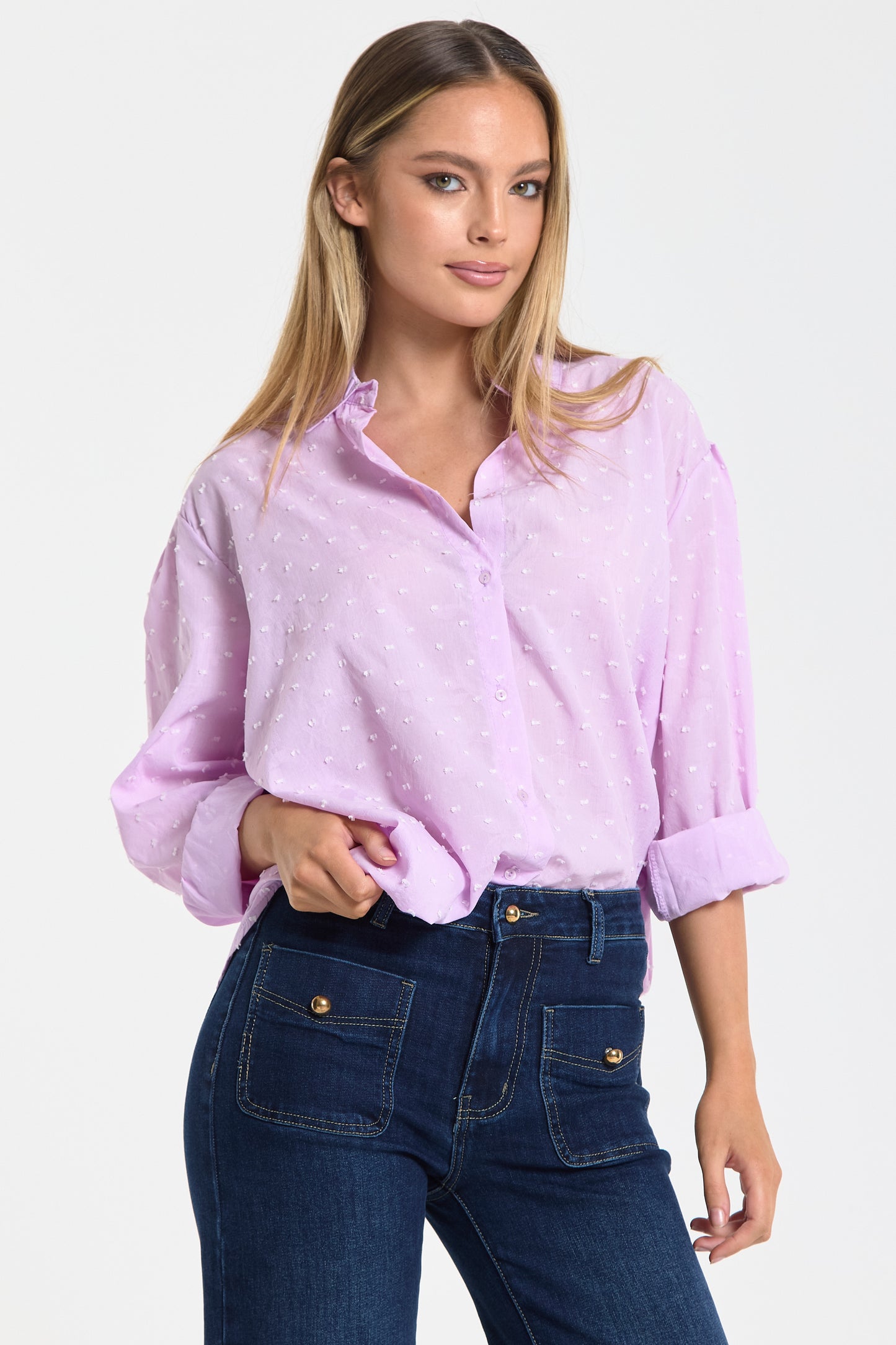 
                  
                    Lilac Dobby Chiffon Oversized Shirt
                  
                
