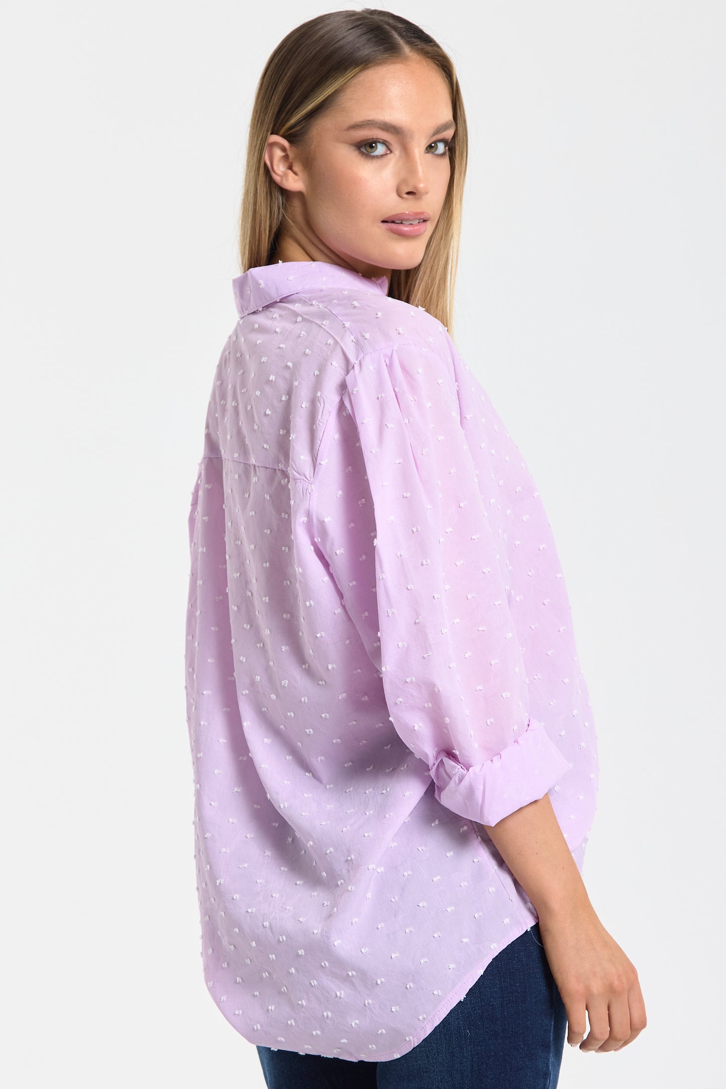 
                  
                    Lilac Dobby Chiffon Oversized Shirt
                  
                