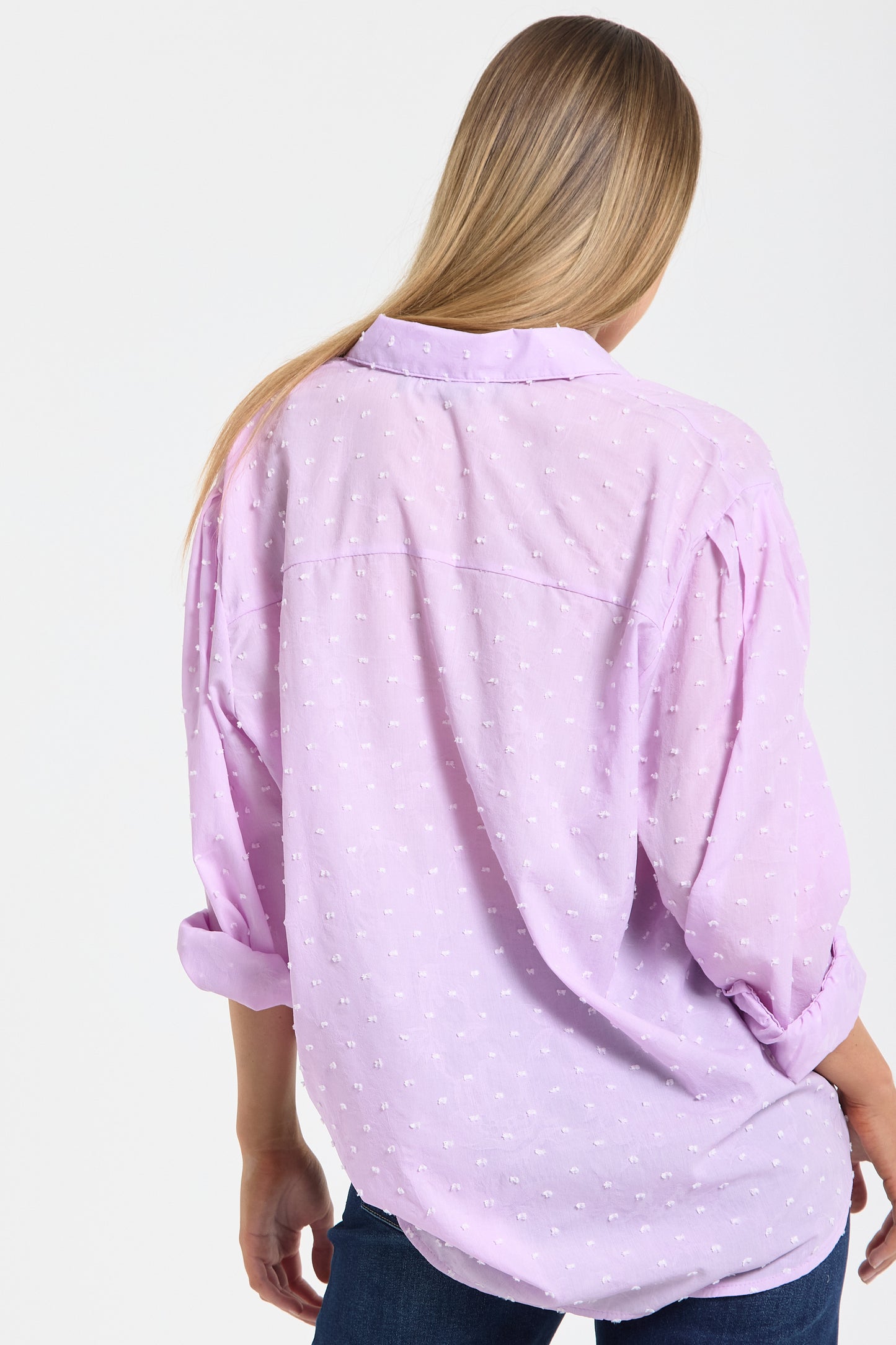 
                  
                    Lilac Dobby Chiffon Oversized Shirt
                  
                