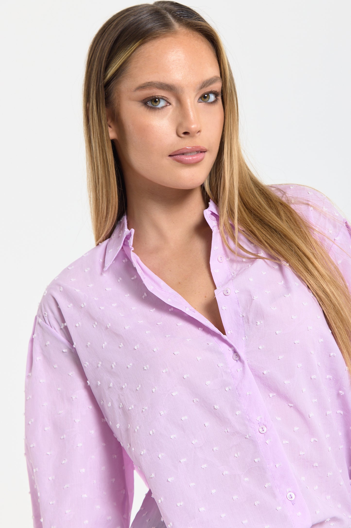 
                  
                    Lilac Dobby Chiffon Oversized Shirt
                  
                