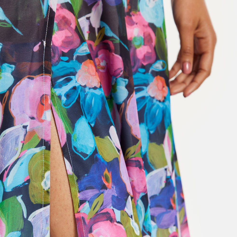 
                  
                    Liquorish Floral Print Maxi Wrap Dress With Frill Details In Blue&Pink
                  
                