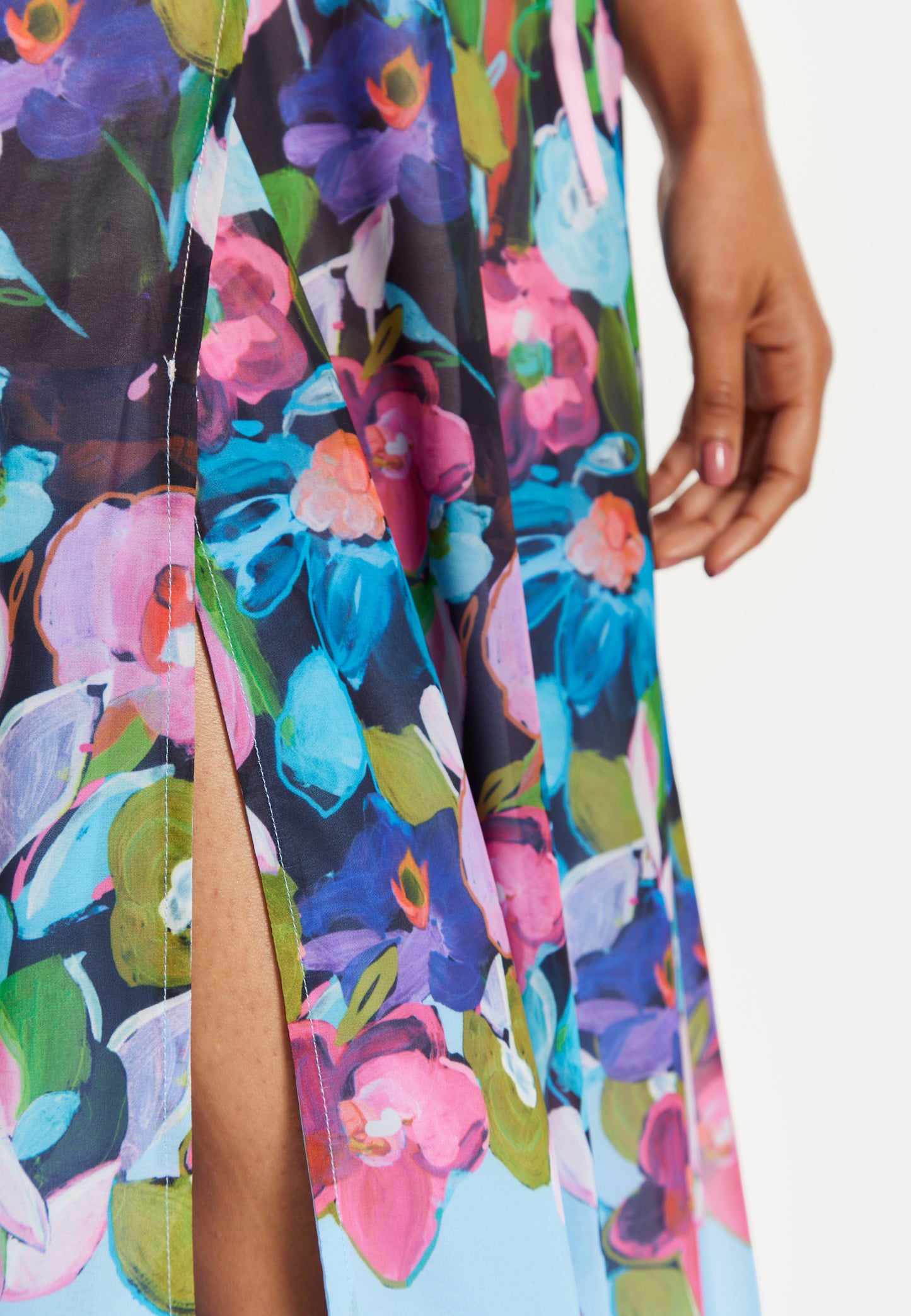 
                  
                    Liquorish Floral Print Maxi Wrap Dress With Frill Details In Blue&Pink
                  
                