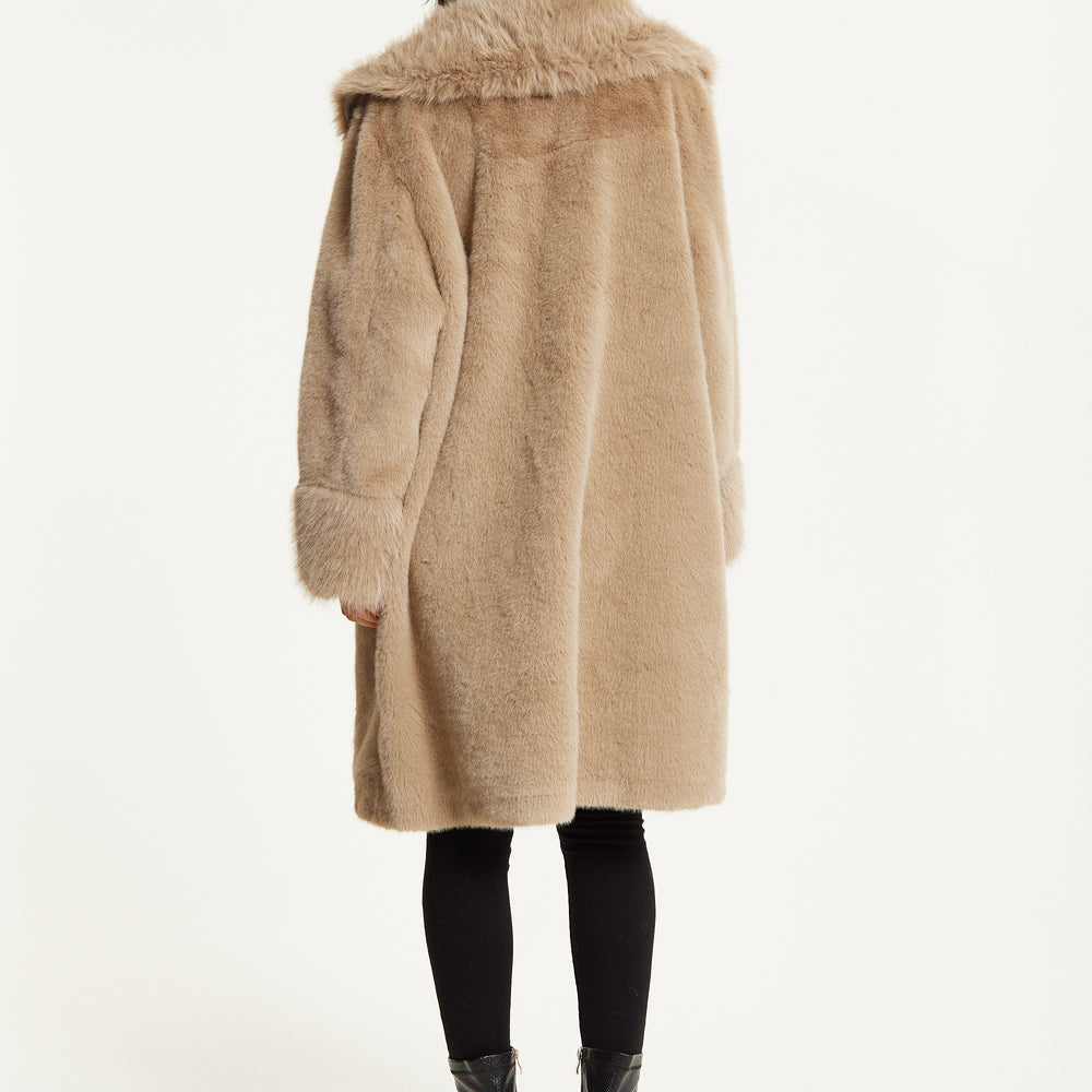 
                  
                    Long Faux Fur Coat in Camel
                  
                