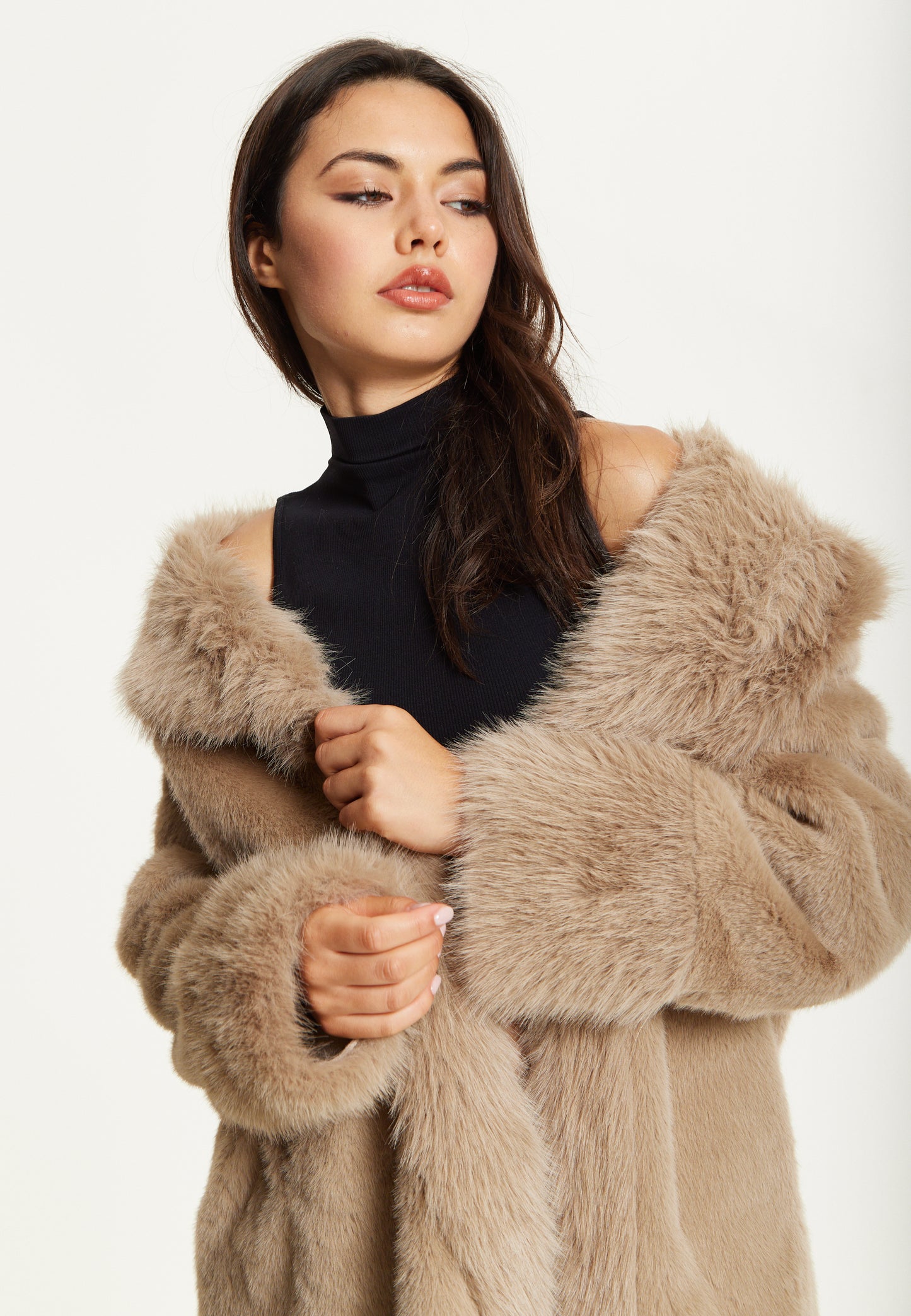 
                  
                    Long Faux Fur Coat in Camel
                  
                