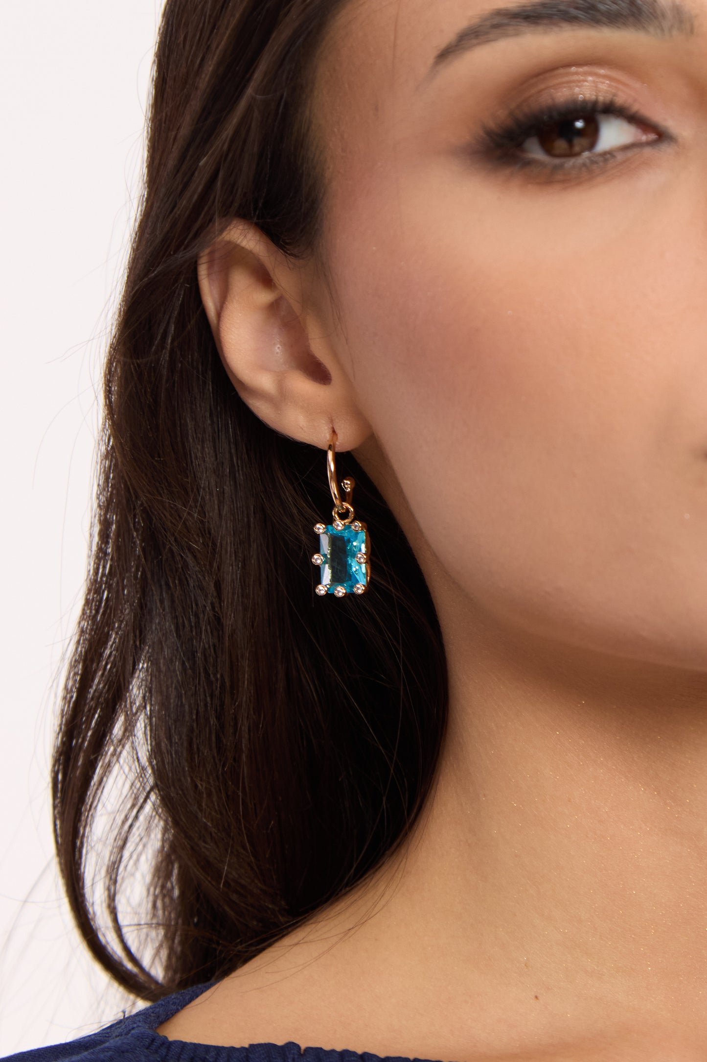 
                  
                    Emerald Cut Blue Drop Earrings
                  
                