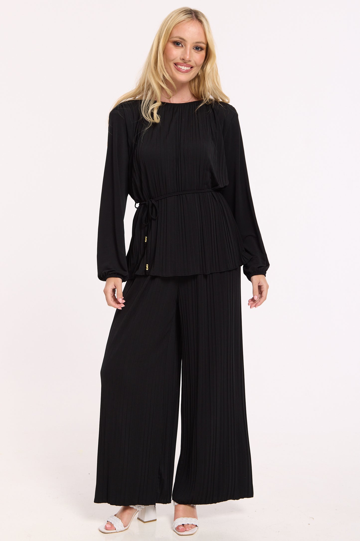 
                  
                    Black Pleated Co-Ord Top And Trousers
                  
                