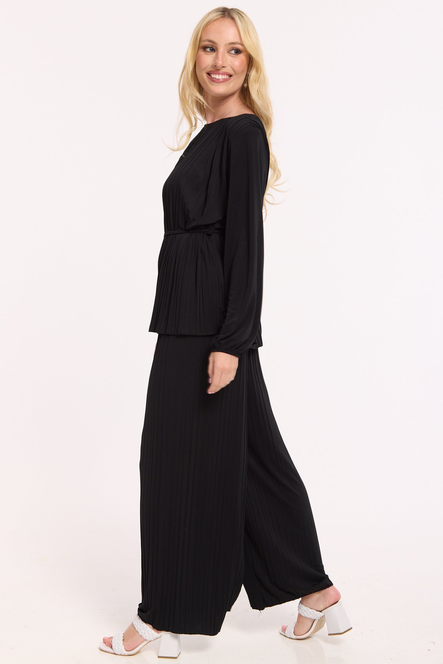 
                  
                    Black Pleated Co-Ord Top And Trousers
                  
                